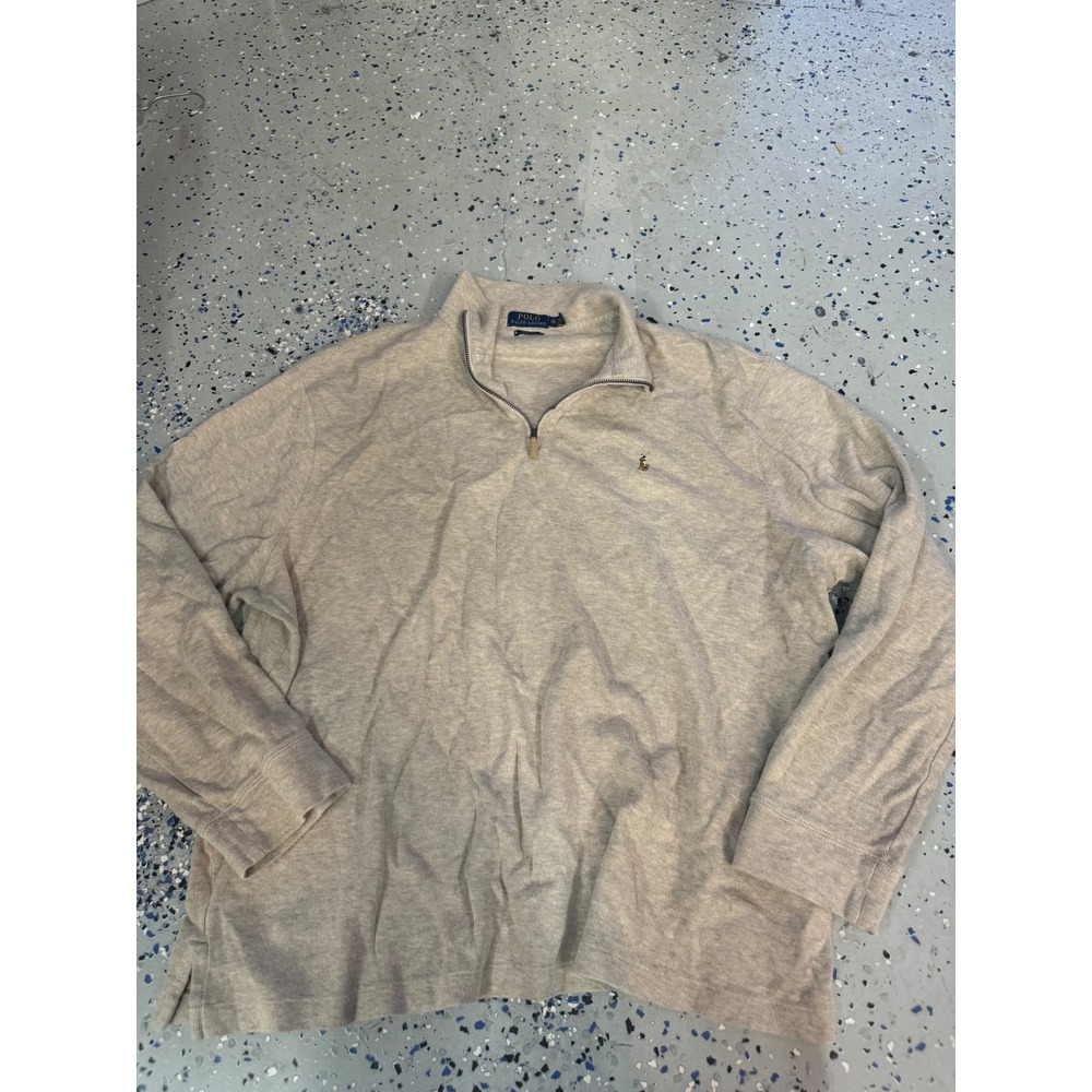 Polo Ralph Lauren Estate Rib Quarter Zip Pullover Mens XXL Beige Sweater
